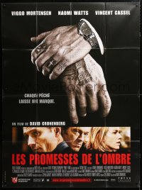9f702 EASTERN PROMISES French 1p 2007 Cronenberg, Mortensen, Naomi Watts, Cassel, tattooed hands!
