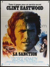 9f704 EIGER SANCTION French 1p 1975 cool different art of Clint Eastwood by Jean Mascii!