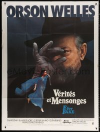 9f712 F FOR FAKE French 1p 1976 Orson Welles' Verites et mensonges, great close up image!