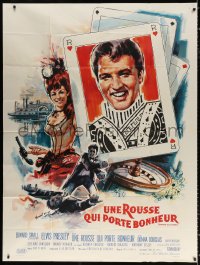 9f727 FRANKIE & JOHNNY French 1p 1967 different art of Elvis Presley on playing card, very rare!