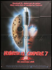 9f729 FRIDAY THE 13th PART VII French 1p 1988 slasher horror sequel, great hockey mask & knife art!