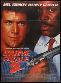 9f810 LETHAL WEAPON 2 French 1p 1989 great close up of police partners Mel Gibson & Danny Glover!