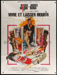 9f815 LIVE & LET DIE French 1p 1973 McGinnis art of Moore as Bond & sexy girls on tarot cards!