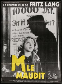 9f822 M French 1p R1980s Fritz Lang, Peter Lorre, creepy image of little girl talking to killer!
