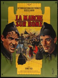 9f832 MARCH ON ROME French 1p 1962 great Jean Mascii art of Vittorio Gassman & Ugo Tognazzi!