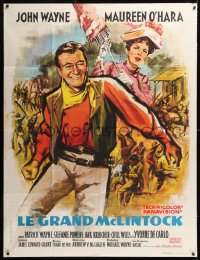 9f838 McLINTOCK French 1p 1963 different Jean Mascii art of John Wayne & Maureen O'Hara, very rare!