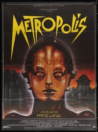 9f842 METROPOLIS French 1p R1984 Fritz Lang classic, Phillippe art of robot Brigitte Helm!