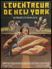 9f857 NEW YORK RIPPER French 1p 1983 Lucio Fulci giallo, cool art of killer & female victim on road!