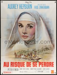 9f862 NUN'S STORY French 1p R1960s different art of missionary Audrey Hepburn by Jean Mascii!
