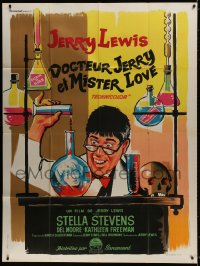 9f863 NUTTY PROFESSOR French 1p 1963 wacky artwork of Jerry Lewis working in his laboratory!