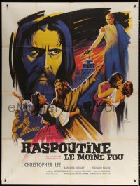 9f892 RASPUTIN THE MAD MONK French 1p 1966 best different art of Christopher Lee by Boris Grinsson!
