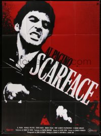 9f913 SCARFACE French 1p R2013 Al Pacino as Tony Montana with gun, Brian De Palma, Oliver Stone
