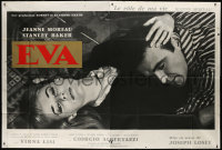 9f566 EVA French 2p 1962 Joseph Losey, great close up of pretty Jeanne Moreau & Stanley Baker!