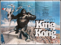 9f558 KING KONG French 8p 1976 John Berkey art of BIG Ape on the Twin Towers holding Lange & jet!