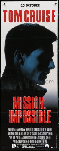 9f581 MISSION IMPOSSIBLE French door panel 1996 silhouette of Tom Cruise, Brian De Palma directed!