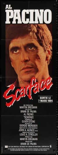 9f585 SCARFACE advance French door panel 1984 super close up of Al Pacino as Tony Montana!