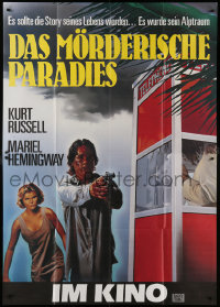 9f055 MEAN SEASON teaser German 2p 1985 art of Mariel Hemingway & Kurt Russell by phone booth!