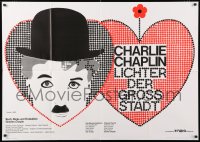 9f056 CITY LIGHTS German 33x47 R1970s Charlie Chaplin as the Tramp, boxing comedy, Astrid Herm art!