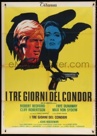 9f300 3 DAYS OF THE CONDOR Italian 1p 1976 different art of Robert Redford & Faye Dunaway!