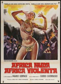 9f305 AFRICA NUDA AFRICA VIOLENTA Italian 1p 1974 wild artwork of sexy native voodoo ritual!