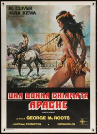 9f310 APACHE WOMAN Italian 1p 1978 art of sexy nearly-naked Native American woman tied up!