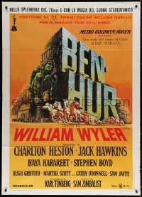 9f317 BEN-HUR Italian 1p R1970s Charlton Heston, William Wyler classic religious epic, Brini art!