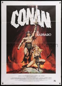 9f341 CONAN THE BARBARIAN Italian 1p 1982 Arnold Schwarzenegger & sexy Sandahl Bergman by Casaro!