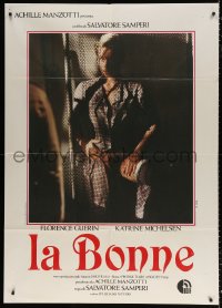 9f343 CORRUPTION Italian 1p 1989 Salvatore Samperi's La Bonne, Florence Guerin behind screen!