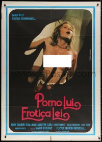 9f346 DANGEROUS LOVE Italian 1p 1981 sexy naked Karin Well inside hand silhouette, rare!