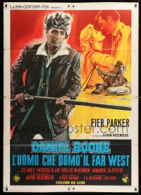 9f347 DANIEL BOONE FRONTIER TRAIL RIDER Italian 1p 1967 different art of pioneer Fess Parker, rare!