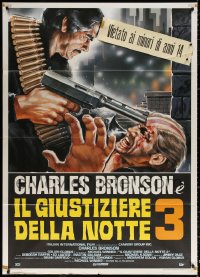 9f350 DEATH WISH 3 Italian 1p 1986 Symeoni art of Charles Bronson holding gun to man's head, rare!