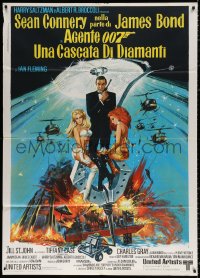9f353 DIAMONDS ARE FOREVER Italian 1p 1971 art of Sean Connery as James Bond & girls by McGinnis!