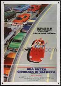 9f372 FERRIS BUELLER'S DAY OFF Italian 1p 1987 best different art of Broderick & friends in Ferrari!