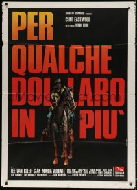 9f378 FOR A FEW DOLLARS MORE Italian 1p R1970s different art of Eastwood on horse by Crovato!