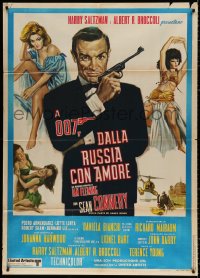 9f384 FROM RUSSIA WITH LOVE Italian 1p R1970s different art of Connery as James Bond + sexy girls!