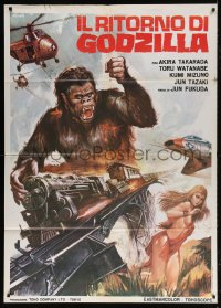 9f395 GODZILLA VS. THE SEA MONSTER Italian 1p R1977 completely different King Kong art by Crovato!