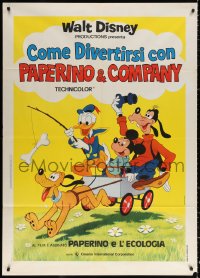 9f405 HAVE FUN WITH DONALD DUCK & COMPANY Italian 1p 1974 he's with Mickey Mouse, Goofy & Pluto!
