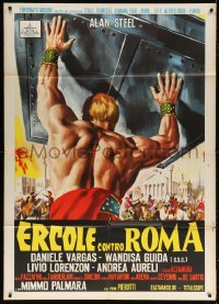 9f406 HERCULES AGAINST ROME Italian 1p 1964 Casaro art of strongman Sergio Ciani vs entire army!