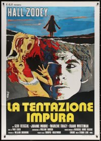 9f412 I DISMEMBER MAMA Italian 1p 1974 different Avelli art of psycho serial killer & scared women!