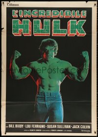 9f416 INCREDIBLE HULK Italian 1p 1980 best portrait of Lou Ferrigno as Marvel Comics' hero!