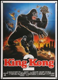 9f426 KING KONG LIVES Italian 1p 1986 different art of huge ape with baby by Enzo Sciotti!