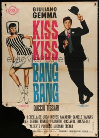 9f427 KISS KISS...BANG BANG Italian 1p 1966 Sandro Symeoni art of spy Giuliano Gemma & sexy woman!