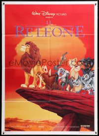 9f443 LION KING Italian 1p 1994 Disney Africa cartoon, great image of all cast on Pride Rock!