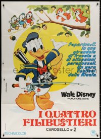 9f457 MICKEY'S TRAILER Italian 1p R1970s Donald Duck gone fishing with his nephews, Disney, rare!