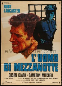 9f458 MIDNIGHT MAN Italian 1p 1974 different art of Burt Lancaster by Piero Ermanno Iaia!