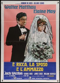 9f467 NEW LEAF Italian 1p 1972 art of groom Walter Matthau holding bride Elaine May at gunpoint!