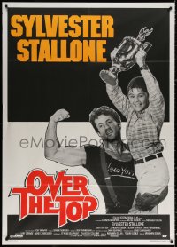 9f476 OVER THE TOP Italian 1p 1987 armwresting trucker Sylvester Stallone & son with trophy, rare!