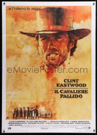 9f478 PALE RIDER Italian 1p 1985 great artwork of cowboy Clint Eastwood by C. Michael Dudash!