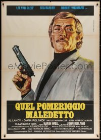 9f481 PERFECT KILLER Italian 1p 1977 Piovano close up art of Lee Van Cleef holding gun, rare!