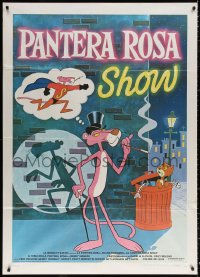 9f484 PINK PANTHER SHOW Italian 1p 1978 art of the cartoon cat smoking in alley & as superhero!